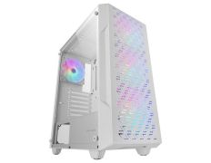 CAJA ATX Mars Gaming MCGEO Blanco Frontal Malla Geométrica RGB 4x120mm FRGB Rainbow