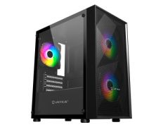 CAJA MICROATX UNYKA MIR B200 BLACK VIDRIO TEMPLADO LATERAL 3VENT ARGB DE140MM 3,5" / 2,5"
