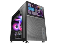 CAJA GAMING MICROATX Mars Gaming MC-LCD Negra con Pantalla IPS 8" Mini HDMI y Ventana de Cristal Lateral