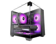 CAJA MICROATX GAMING MARS GAMING MCVISIONM TRIPLE CRISTAL TEMPLADO GPU 330mm 1x3.5 1x2.5 NEGRO