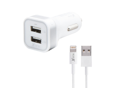 Cargador de Coche 2 USB + Cable Lightning (X-One)