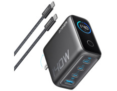 CARGADOR DE PARED ANKER 140W 4 PUERTOS PD 3.1 CON CABLE USB-C NEGRO