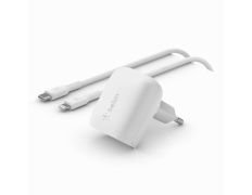 Cargador USB Belkin Boost Charge 20W Blanco + Cable Lightning 1M