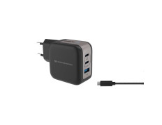 Cargador USB-C CONCEPTRONIC 67W con Quickcharge 3.0 PPS - 2xUSB-C 1xUSB-A Incluye Cable Negro