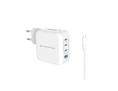 CARGADOR USB-C CONCEPTRONIC 100W PORTÁTIL 3xUSB-C 1xUSB-A QUICKCHARGE 3.0 GaN PPS BLANCO INCLUIDO