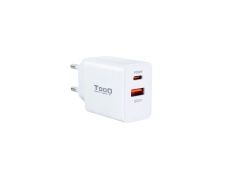 Cargador USB Blanco TOOQ TQWC-2SC04WT USB-C+USB-A 4.8A (20W)