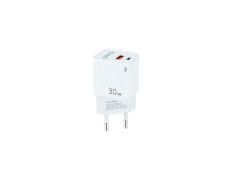 Cargador USB Blanco Tooq TQWC-GANQCPD30WT USB-C PD + USB-A QC 30W