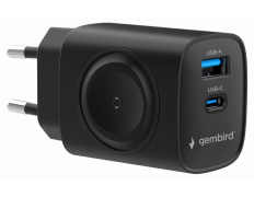 Cargador GEMBIRD 2-1 USB Carga RAPIDA + Apple Watch Negro