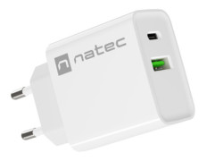 Cargador Natec Ribera 20w 1xusb-a + 1xusb-c Pd3.0 Qc3.0 Blanco