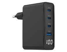 Cargador RAPIDO GEMBIRD USB GAN DE 4 Puertos 100 W LCD Negro