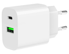 CARGADOR RAPIDO USB GEMBIRD DE 2 PUERTOS Y 20 W, BLANCO