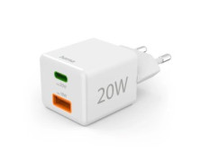 CARGADOR USB GaN HAMA 20W 1xUSB-C PD 1xUSB-A COLOR BLANCO