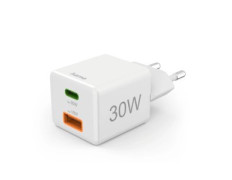 Cargador USB GaN HAMA 30W Blanco 1xUSB-C PD 1xUSB-A