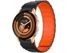 Reloj inteligente Colmi I28 Ultra Oro con Correa Magnética Negra y Detalles en Naranja