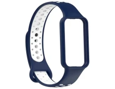 Correa Azul+Blanco Dual Color para Amazfit Band 7 - Marca CROCOCASE