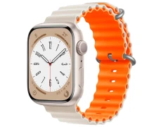 Correa Apple Watch Wave Blanco Estrella Naranja 42/44/45/49mm - CROCOCASE