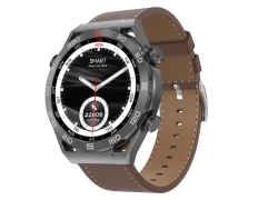 Smartwatch DT NO.1 Ultra Mate Negro con Correa de Cuero Marrón