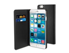 Funda Porta Tarjetas negra con soporte iPhone 6 Plus Muvit