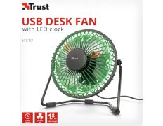 Trust Ventilador USB de Escritorio con Reloj LED - Trust Victu
