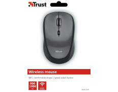TRUST WIRELESS MOUSE  YVI - BLACK (SENSOR OPTICO DE 800 - 1.600 PPP REALES)