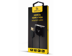 Hdmi Macho A Hdmi Hembra + Vga Hembra + Cable Adaptador De Audio Negro