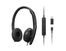 HEADSET LENOVO ANC USB-C CON MICROFONO Y CANCELACION DE RUIDO ACTIVA, ADAPTADOR USB-A