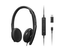 HEADSET LENOVO USB-C ESTÉREO ANC MICROFONO CANCELACIÓN RUIDO ACTIVA CON ADAPTADOR USB-A