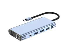 Hub BYL-2310 Negro 11-en-1 USB Tipo-C a HDMI/USB 3.0/RJ45/USB Tipo C/PD/3.5mm