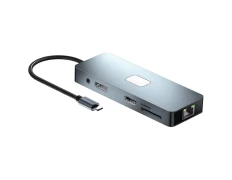 Hub USB-C 11 en 1 a HDMI/VGA/RJ45/USB 3.2 - Plata 100W