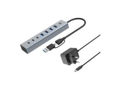 HUB USB CONCEPTRONIC HUBBIES20GP 3.0 7 PUERTOS USB-C ALIMENTADOR