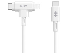 Cable USB-C a USB-C - HYPER Lightning Juice, USB 2.0, USB-C, USB-C, blanco