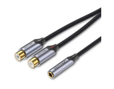 Cable de Audio Estéreo Jack 3.5/H 2xRCA/M 0.3 M Gris Vention