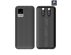 POWER BANK COOLBOX 20000mAh 20W con CABLES INTEGRADOS USB-C/LIGHTING NEGRO