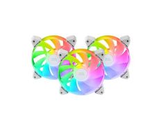 Kit Ventilador Interno ARGB Mars Gaming MF-3ARW Blanco 12x12cm - RGB Rainbow Aspas Invertidas