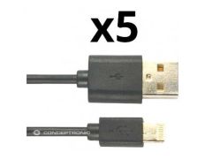 CABLE USB-A A LIGHTNING 2M NORTESS KIT 5 UNIDADES IPHONE 5 6/7/8/ X IPAD 1 METRO COLOR NEGRO