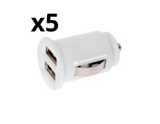 CARGADOR COCHE KIT 5 UNIDADES NORTESS 2 PUERTOS USB 2.4A 5V 12/24V BLANCO