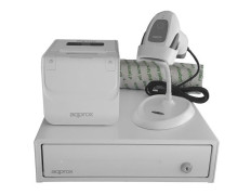 Kit TPV Cajón Blanco, Scanner LS22WH, Impresora POS80AMUSEWH, Papel CYT8060BPA