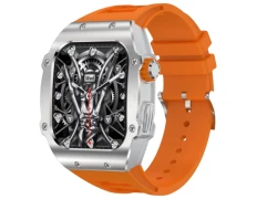 Reloj inteligente LEMFO AK55 Plata con Correa de Silicona Naranja