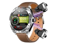 T95 Marrón Smartwatch con Correa de Cuero y Auriculares