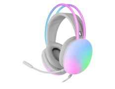 HEADSET MH-GLOW WHITE MARS GAMING - 3.5mm JACK Y USB - ILUMINACIÓN 360º CHROMA