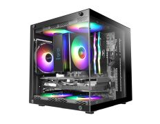 CAJA MARS GAMING MC-CUBE MICROATX NEGRA USB-C GPU MAX 260mm PANORÁMICO ARGB