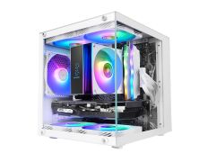 CAJA MARS GAMING MC-CUBEW MICROATX BLANCA 260mm GPU MAX CUBO PANORÁMICO ARGB USB-C