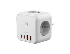 Regleta POWERCUBE MD-CUBE20W Blanco: 4 USB, 3 Tomas de Corriente