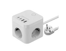 REGLETA POWERCUBE MARS GAMING MD-CUBE35W 4 USB 3 TOMAS DE CORRIENTE, CABLE 1.8M - BLANCO