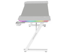MESA MARS GAMING MGDX120RGBW - Mesa de Fibra de Carbono con RGB - Chasis de Acero y Gestión de Cables - Blanco