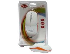 Mouse 3FREE MCM101/WO Blanco Naranja Diseño - Cable