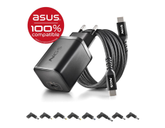 CARGADOR PARED ASUS 65W NEGRO NGS con Tecnología GaN + CABLE 1.5 M USB-C y 8 CLAVIJAS