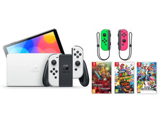 Nintendo Switch OLED (Blanca) + 3 Juegos + Joy Con (Verde/Rosa)