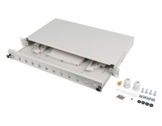 PANEL DE CONEXIÓN DE FIBRA 12XSC SIMPLEX / 12XLC DUPLEX GRIS + ACCESORIOS PARA MONTAJE EN RACK DE 1