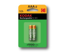 PILAS RECARGABLES AAA KODAK 1000mAh NiMH LR3 PACK 2 UNIDADES 1.2V